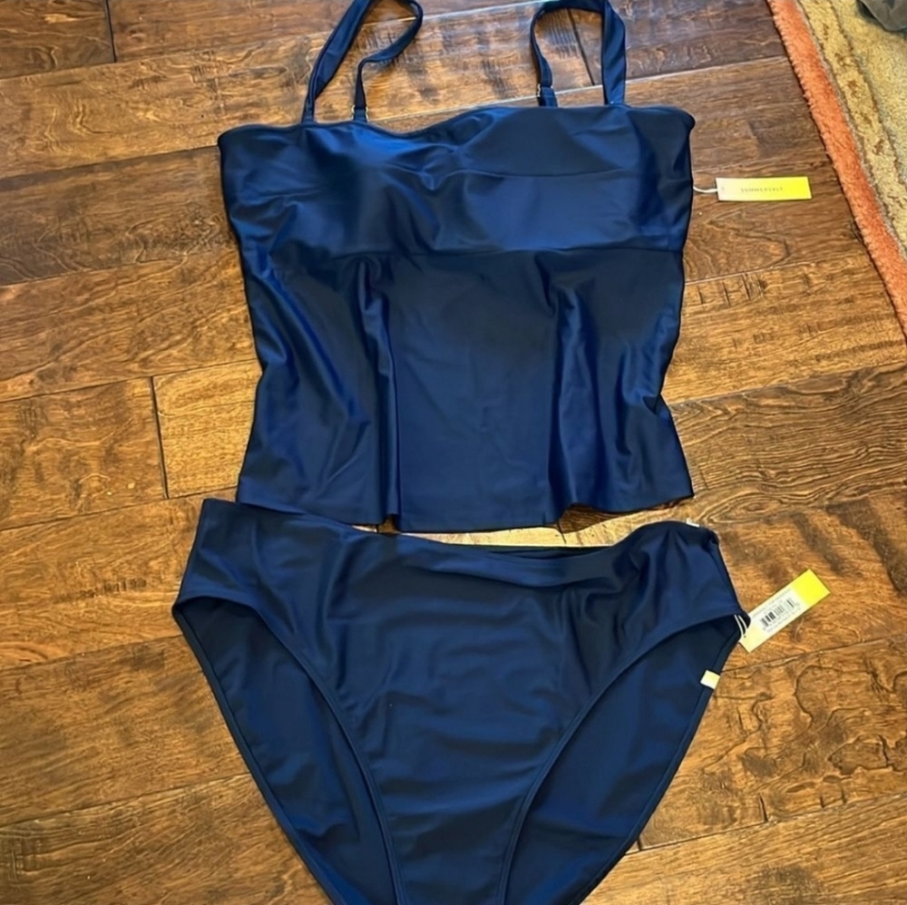 SUMMERSALT The High Leg Mid Rise Bikini Bottom/Oasis Tankini Set, 22! NWOT